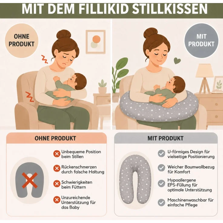 Fillikid Stillkissen Stillkissen EPS Mikroperlen 190 cm Exklusiv – Bild 11