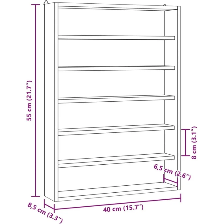 vidaXL Sammlervitrine aus Holz mit 6 Regalen 40x8,5x55 cm 4017381 – Bild 8