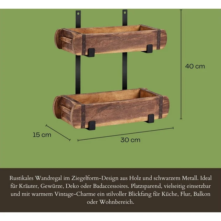 Marrakesch Orient & Mediterran Interior Wandregal Ziegelform Wandhalter Merita 2 Regal Set 2 Formen 30 x 15 x 40 cm, 2-tlg, Handarbeit – Bild 3