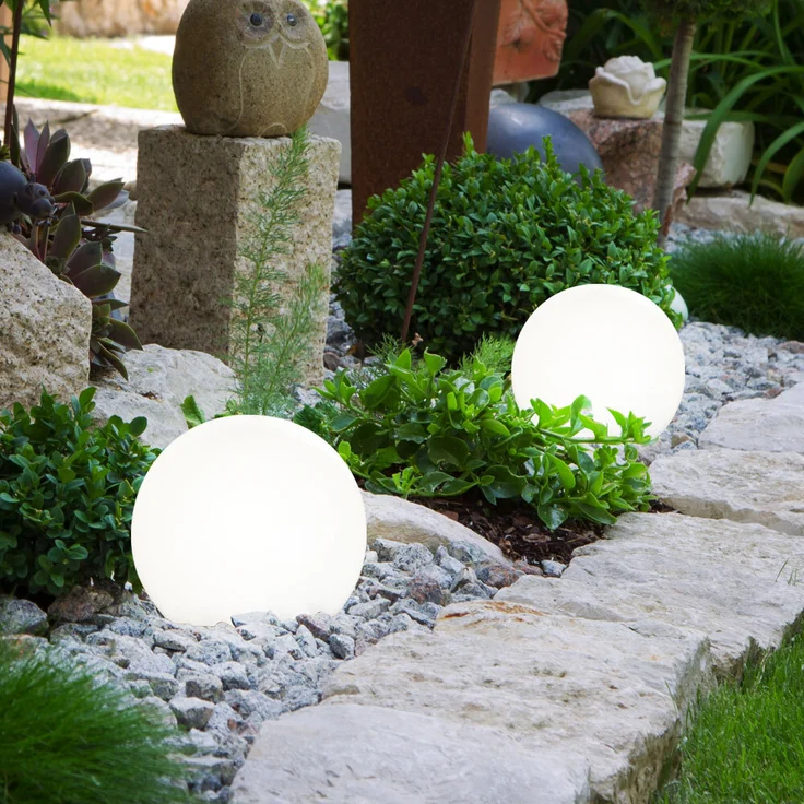 4er Set LED Solarkugel weiß, Erdspieß, DxH 10x38 cm – Bild 9