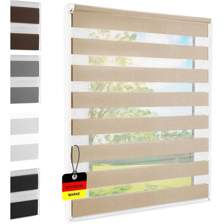 Doppelrollo Klemmfix ohne Bohren sand 70x140 cm [Stoffbreite 66cm] Duo Rollo für Fenster/Türen Gardine Zebrarollo - Breite (cm): 70, Farbe: Sand, Höhe (cm): 140