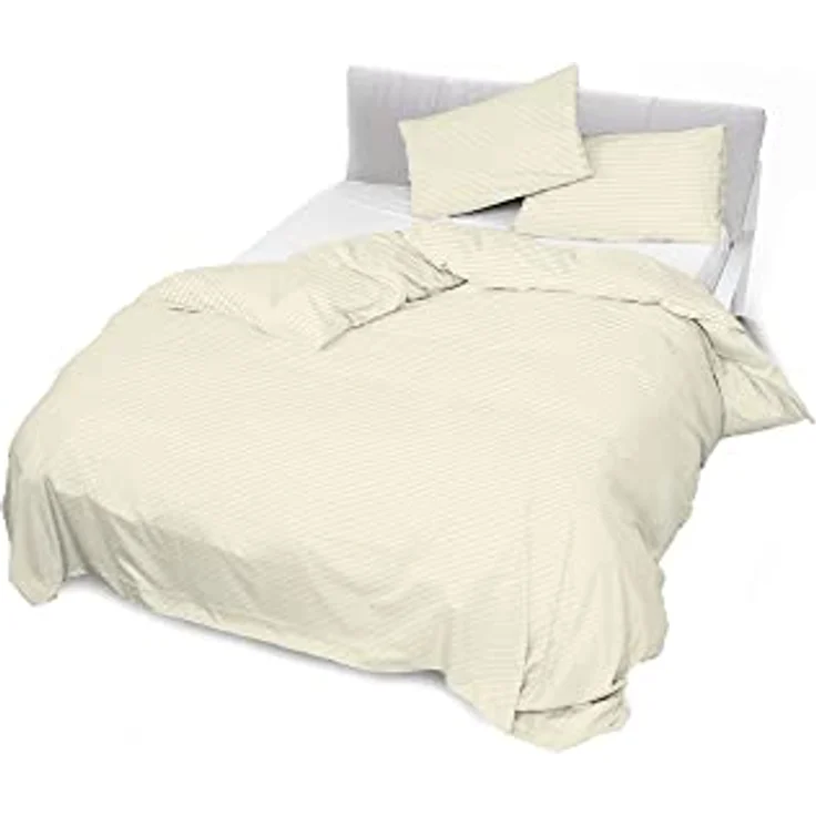 Italian Bed Linen CP-ST-2P Satin Stripes Bettbezug, Doppelte, Creme, Polyester – Bild 4