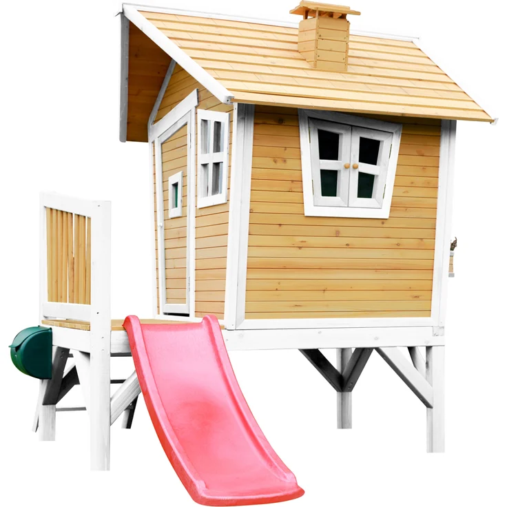 AXI Spielhaus Robin mit roter Rutsche Stelzenhaus in Braun & Weiß aus FSC Holz für Kinder | Braun, weiß, Rot | Holz | 177 cm – Bild 4