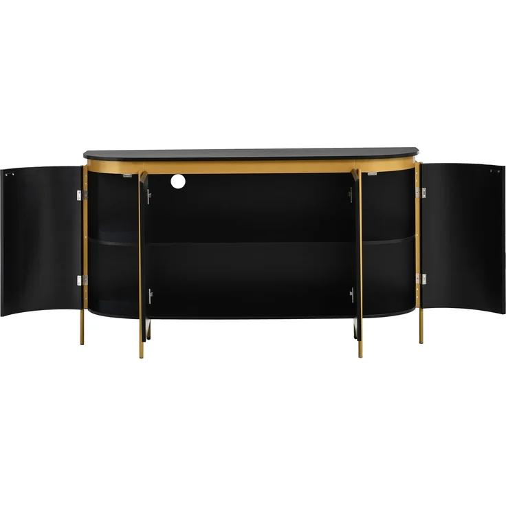 ZUBALIYA Sideboard 140x38x80 cm, mit 4 Türen, aus MDF, Schwarz – Bild 21