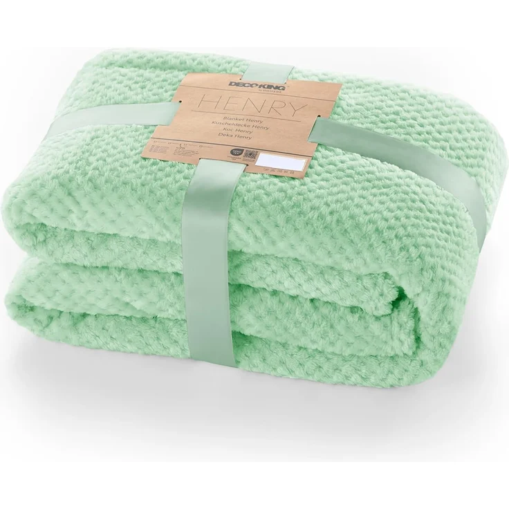 DecoKing Kuscheldecke 220x240 cm Pfefferminze Decke Microfaser Wohndecke Tagesdecke Fleece weich sanft kuschelig skandinavischer Stil Minze Henry – Bild 1