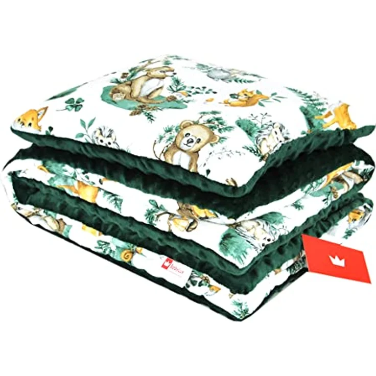 Kinderdecke BABYLUX Babydecke MINKY 2Set Kuscheldecke Decke 75 x 60cm Kinderwagen, BabyLux, MP123 - Grün + Wald Tiere – Bild 4