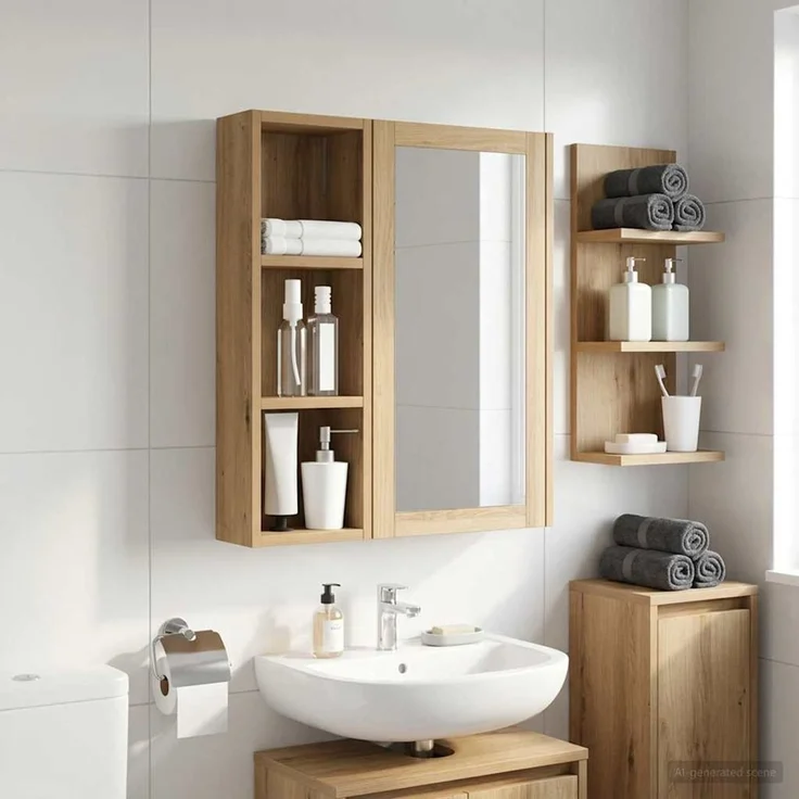 vidaXL Badezimmer-Wandschrank Kunsthandwerk Eiche 20 x 10 x 60,5 cm 889294 – Bild 4