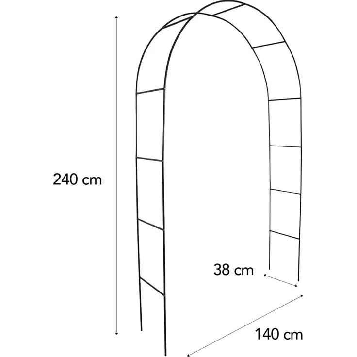 Brixy - Rosenbogen - Gartenbogen - Rankhilfe - Blumenbogen - Für Kletterpflanzen - Metall - 240 x 140 x 38 cm - Schwarz – Bild 3