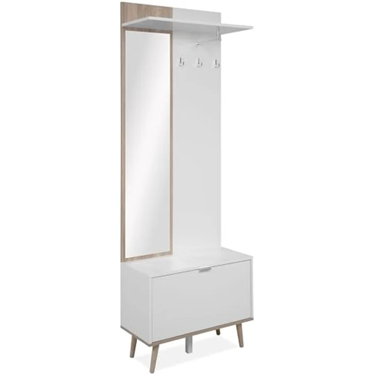 Finori Göteborg 42A Kompaktgarderobe, weiß / Dekor Sonoma Eiche | Maße: B x H x T ca. 68 x 195 x 32 cm – Bild 3