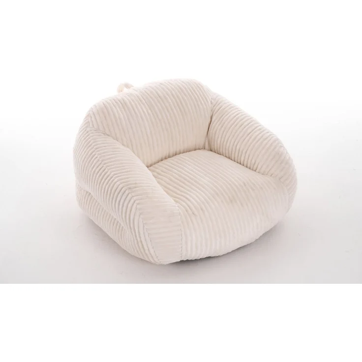 Sitzsack in Beige 116cm×110cm×61cm aus Cord – bereits befüllt, montagefrei für Wohnzimmer, Schlafzimmer und Balkon – Bild 3