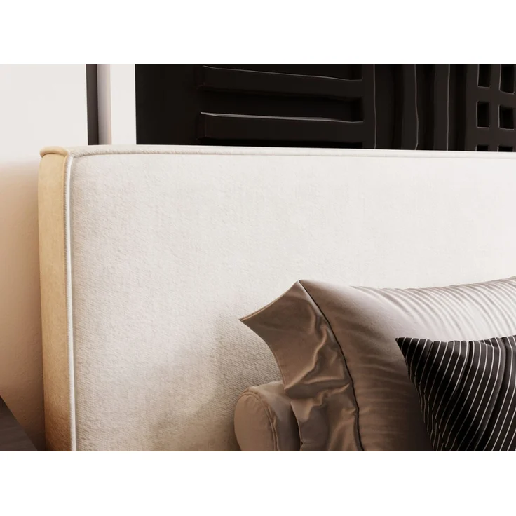 GRAINGOLD Monaco Doppelbett 140x200, Polsterbett mit Bettkasten und Kopfteil, Velour-Stoff, Creme – Bild 5