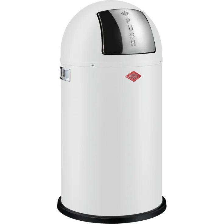 Wesco 'Pushboy' Mülleimer mit Klappdeckel, 50 Liter, Stahlblech, Weiß matt – Bild 1