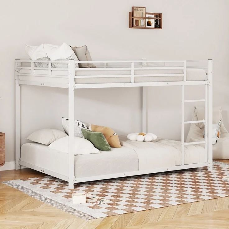 Flieks Etagenbett, Kinderbett Metallbett Doppelbett mit Lattenrost und Leiter 140x200 cm – Bild 3