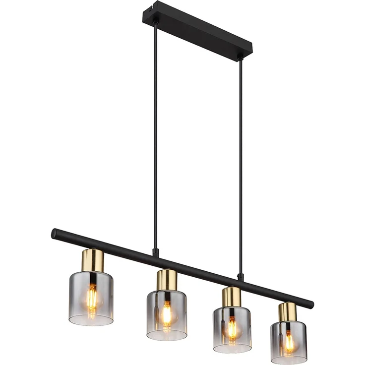 LED Pendelleuchte, Metall, Gold, Glas Rauchfarbe, L 65 cm – Bild 5