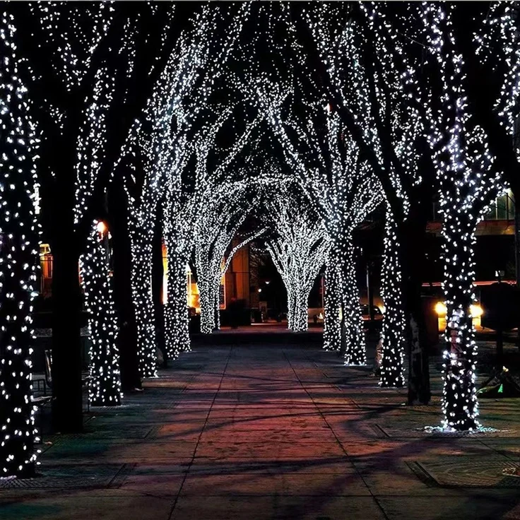 ABC LED-Lichterkette für Außenbereich, 300 LED, weiß, 30 m, 8 Leuchtmodi – Bild 4