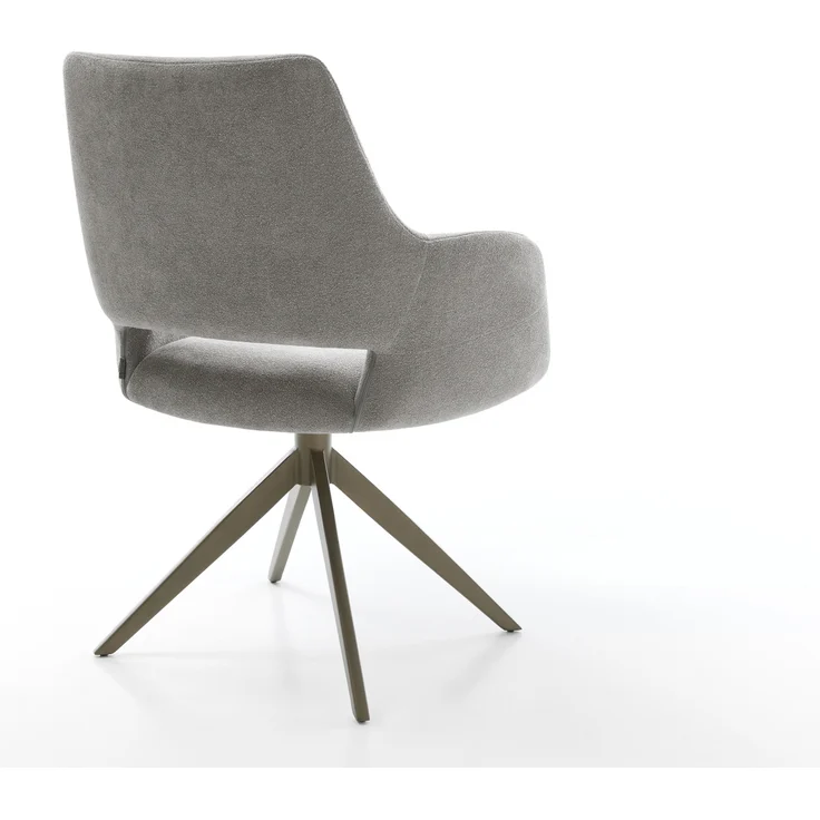 Drehstuhl Yago-Flex mit Armlehnen Strukturstoff Soft Grau Kreuzgestell breit Effektfinish Titan 360° drehbar Wippfunktion Taschenfederkern – Bild 5