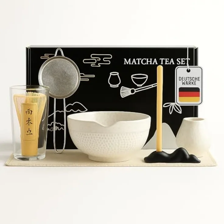 Roxlin Teeservice Roxlin Matcha Set (7-teilig) Keramik, Bambus-Besen, Schale & Zubehör