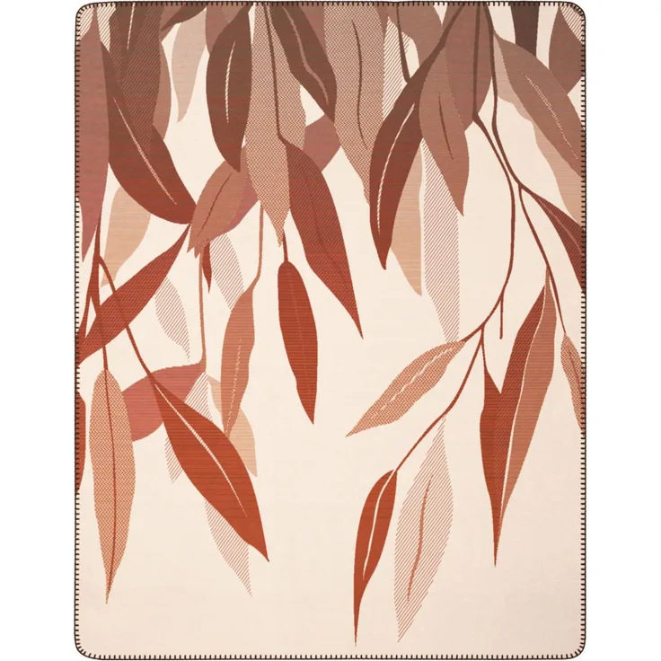 Biederlack Wohndecke Kuscheldecke 150x200 Ember Leaves Blätter beige 833006