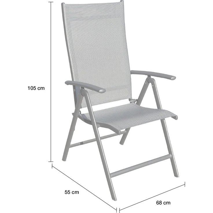LC Garden GARVIO Klappsessel,Sitz und Rücken Textilen AnthrazitGestell Alu Anthrazit (max110KG ) - H 105 cm x T 68 cm x B 55 cm – Bild 3