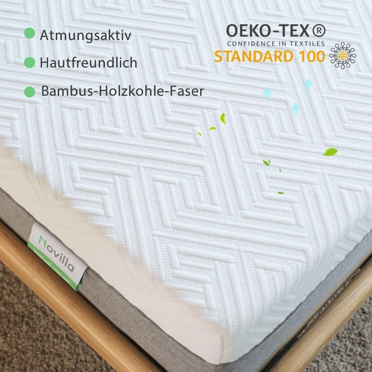 Novilla Matratze 160x190 cm H3 Gel Memory Foam Kaltschaummatratze 7 Zonen Schaumstoff Rollmatratze Bambusfasern Atmungsaktiv Oeko-Tex 18cm – Bild 3