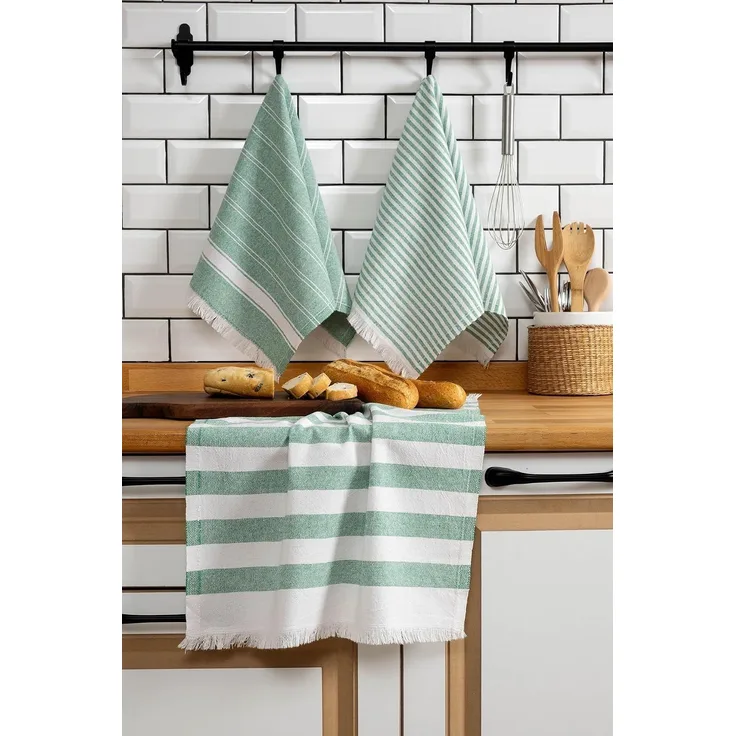 Hermia Concept 'Eliza - Green' Handtuch-Set (3-teilig), Grün, 45 x 65 cm