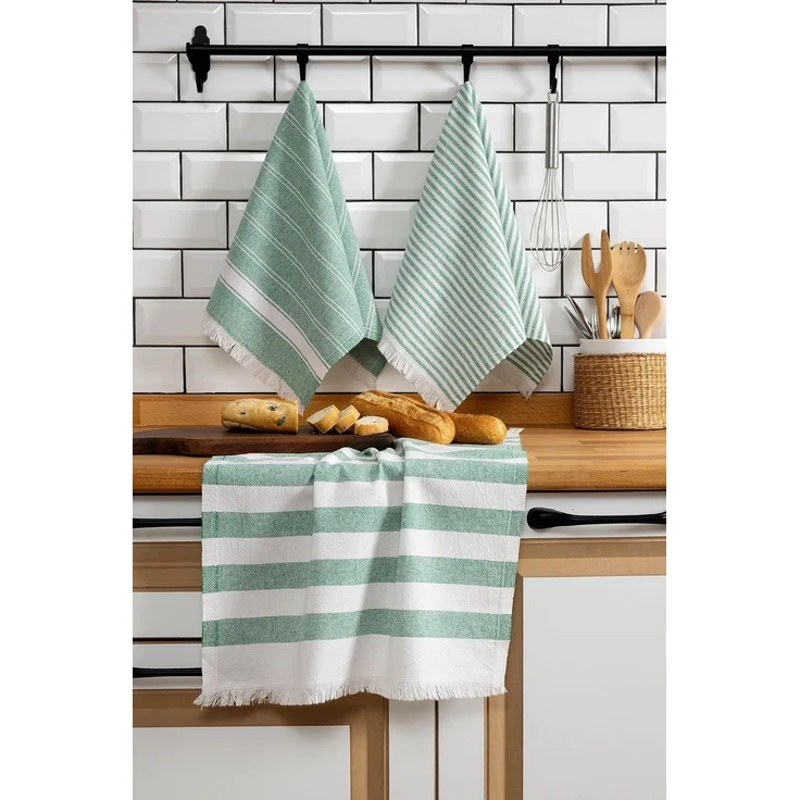 Hermia Concept 'Eliza - Green' Handtuch-Set (3-teilig), Grün, 45 x 65 cm – Bild 1
