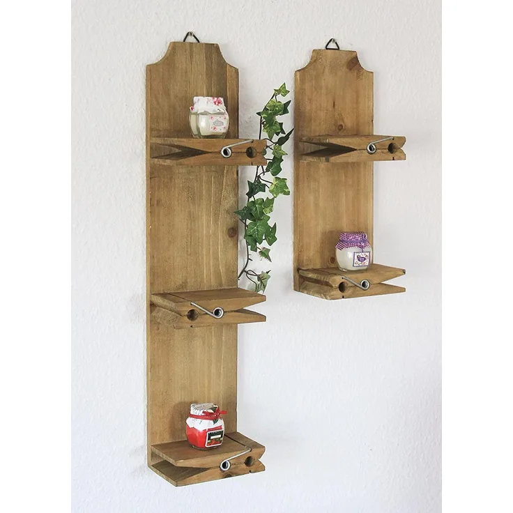 Wandregal 14B460-61 2er Set Setzkasten 39cm und 64cm Wäscheklammer Wandkonsole