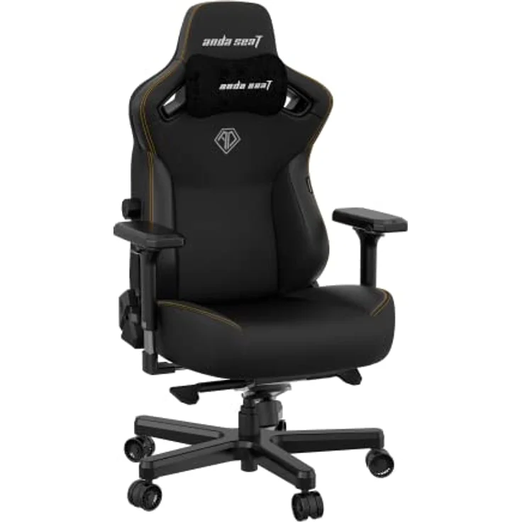 Anda Seat Kaiser 3 XL Gaming-Stühle - Ergonomischer schwarzer PVC-Leder-Gaming-Stuhl für Erwachsene, neigbarer Büro- und Gaming-Sitz, Gamer-Stuhl mit magnetischem Nackenkissen & Lendenwirbelstütze – Bild 1