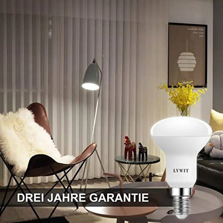 LVWIT LED Reflektorlampe E14 R50,470 lm, Kaltweiß 6500K, 4.9W ersetzt 40W Glühbirne, matt (6er Pack) – Bild 5