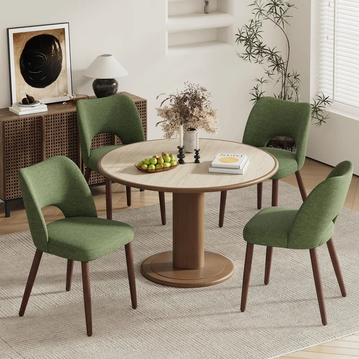 MALOL Esszimmerstühle 4er Set, Moderne Esszimmer Stühle, Ergonomisch Gepolsterte Küchenstühle mit Vertikal Gestreifter Rillenlehne, Polsterstühl für Esstisch Wohnzimmer Café Restaurant, Grün