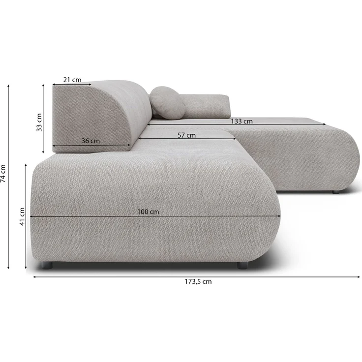 Selsey 'Armone' Ecksofa mit Schlaffunktion, Chenille, Ottomane rechts, Hellgrau – Bild 8