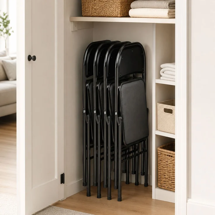 HOMCOM Klappstühle, Kunstleder, Stahl, Schwarz, 45L x 46B x 78H cm – Bild 8