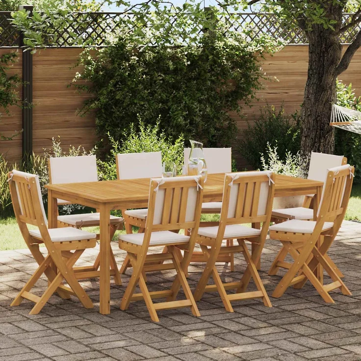 vidaXL Außen Bistro-Stühle 8 stk. Cremeweiß Massivholz Akazie 3416294 – Bild 1
