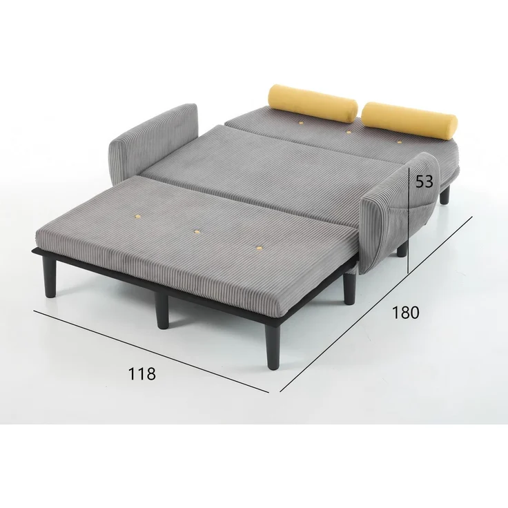 ZUBALIYA Sofa mit Stauraum, mit Cordbezug, mit Schaumstoffpolsterung, für Wohnzimmer und Apartments, mit stabilem Untergestell, Grau – Bild 9