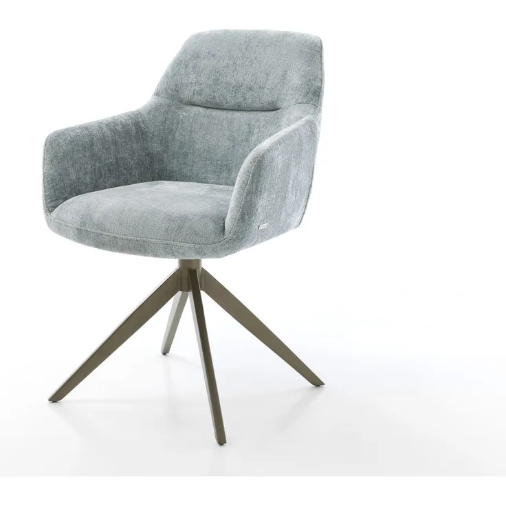 Drehstuhl Pejo-Flex Chenille Pastellblau Kreuzgestell breit Effektfinish Titan 360° drehbar Taschenfederkern