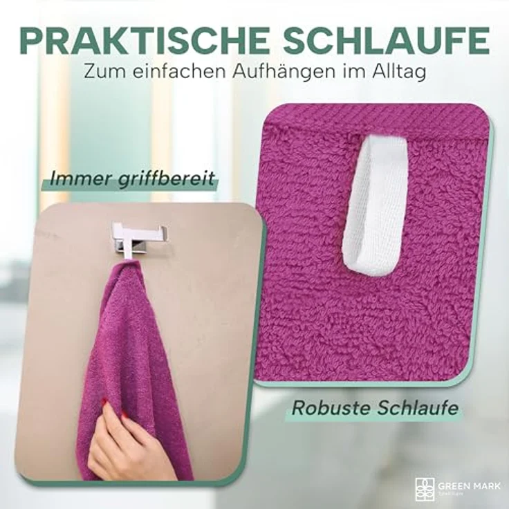 NatureMark NM-HT0701 8-er Spar-Pack Frottier Handtücher, 50x100 cm, Pink – Bild 5