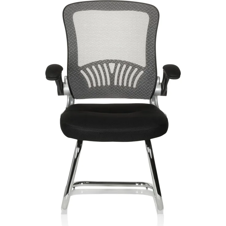 hjh OFFICE Besucherstuhl Konferenzstuhl FLYER PRO V Stoff/Netzstoff Schwarz/Grau