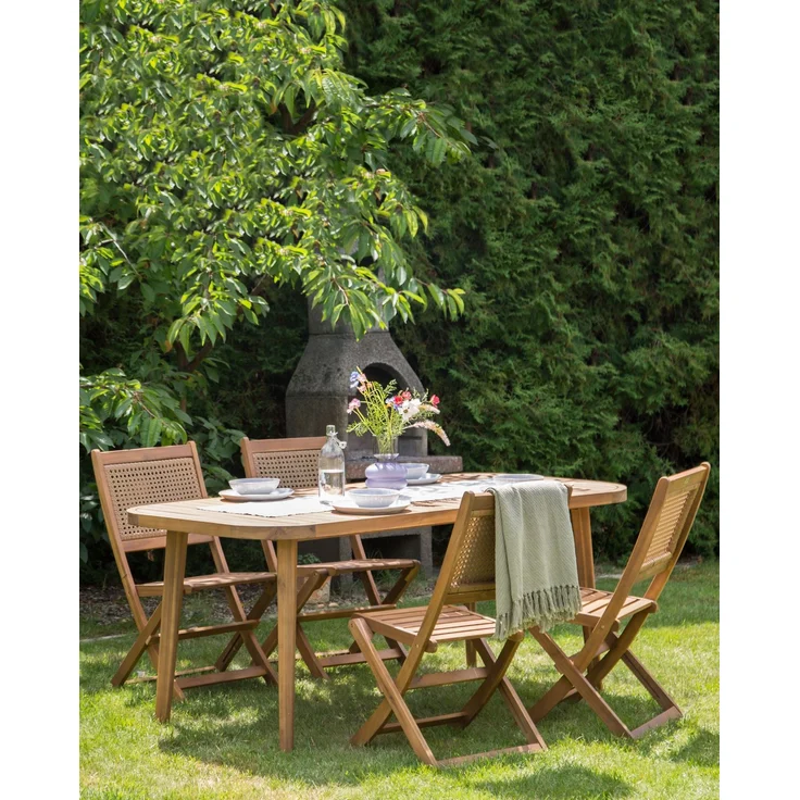Gartenstuhl 4er Set PARAGGI Heller Holzfarbton – Bild 3