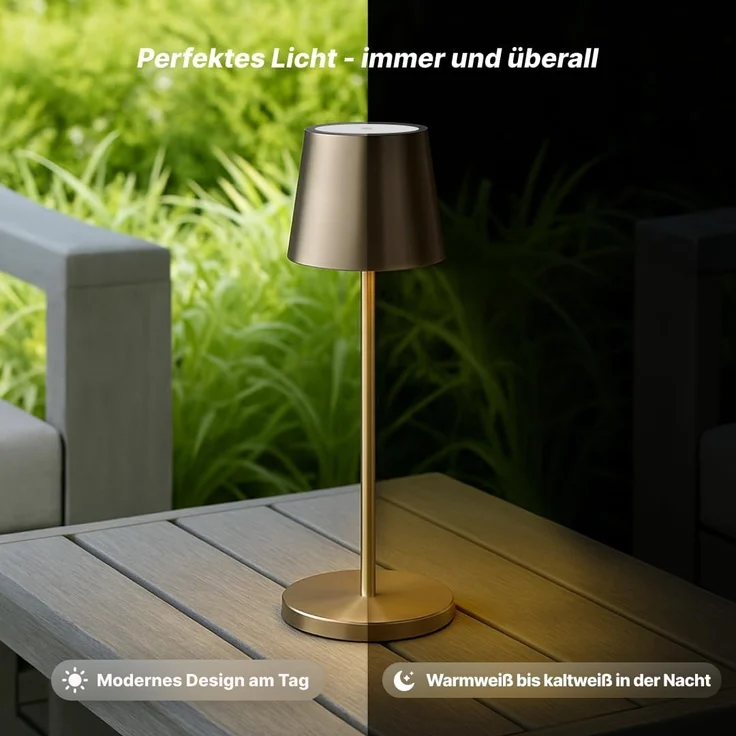Brilliant Xaana LED Tischlampe - Helles Kupfer, Höhenverstellbares Produkt, touch dimmer stufenlos, IP44 spritzwassergeschützt, 37 cm hoch, USB aufladbar, für den Innen- und Außenbereich – Bild 6