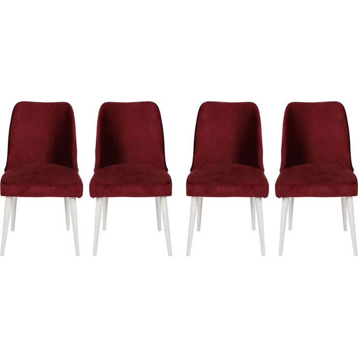 Skye Decor 'Nova 081 V4' Stuhlset (4-teilig), Weinrot / Weiß, 50 x 90 x 49 cm – Bild 2