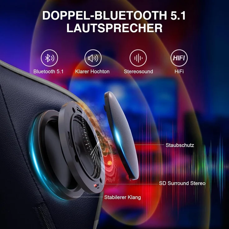 GTPLAYER Gaming Stuhl Gamer Stuhl mit Fußstütze Bluetooth Lautsprecher Ergonomischer Bürostuhl Computerstuhl Schreibtischstuhl PC Stuhl mit verstellbare Rückenlehne 200 kg Belastbarkeit grau – Bild 4