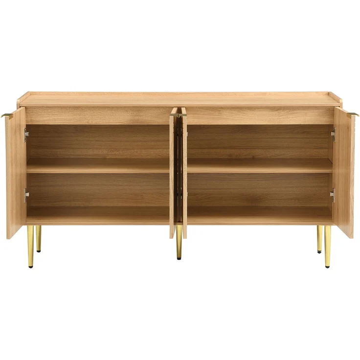 ZUBALIYA Sideboard 140x38x75 cm, aus MDF, Natur – Bild 11