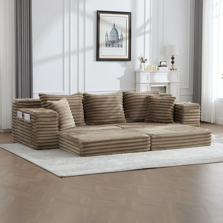 ZUBALIYA Schlafsofa 98x87 cm, mit Stauraum, mit Treppe, mit Leiter, mit Cordbezug, mit Schaumstoffpolsterung, Rot – Bild 10