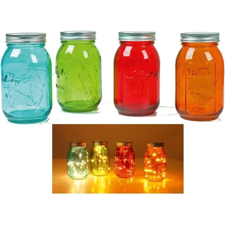 Lichterkette im Glas 15 LED warmweiß, 4-fach sortiert