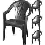 Progarden Stapelstuhl Gartenmöbel Stapelstuhl Balkonmöbel Terrasse Anthrazit (4 St), Gartenstuhl, Wetterfest, Kunststoff, Leicht, Stapelbar