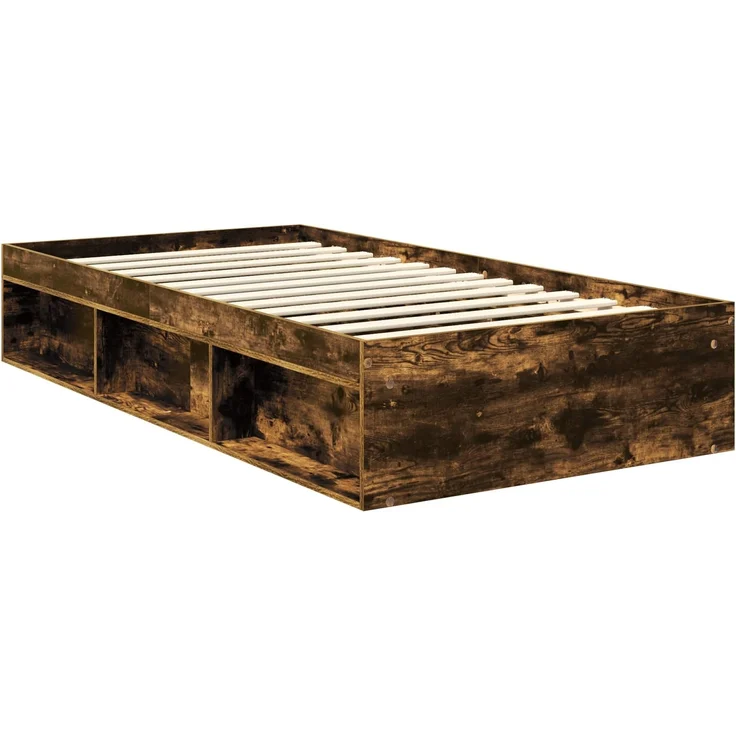 vidaXL Bettrahmen Geräucherte Eiche 100 x 200 cm Massives Kiefernholz 3411451 – Bild 4