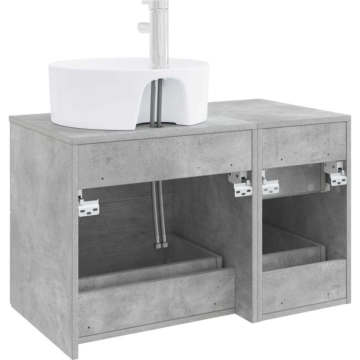 vidaXL Badezimmerschrank-Set 2 stk. Betongrau 79,5 x 44,5 x 82 cm 3403987 – Bild 5