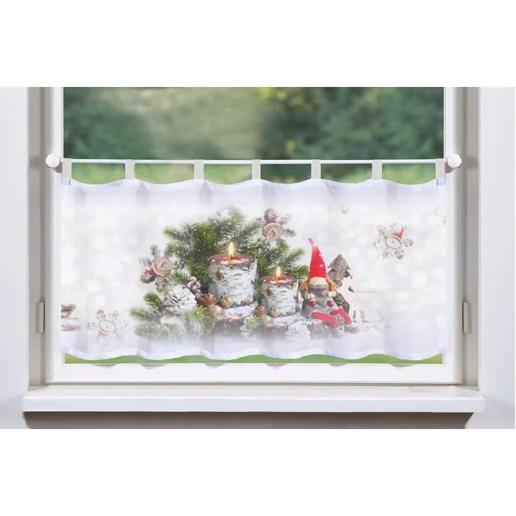 HOME WOHNIDEEN Scheibengardine WEIHNACHTSWICHTEL, Schlaufen (1 St), transparent, Voile, HxB: 45x120 – Bild 5
