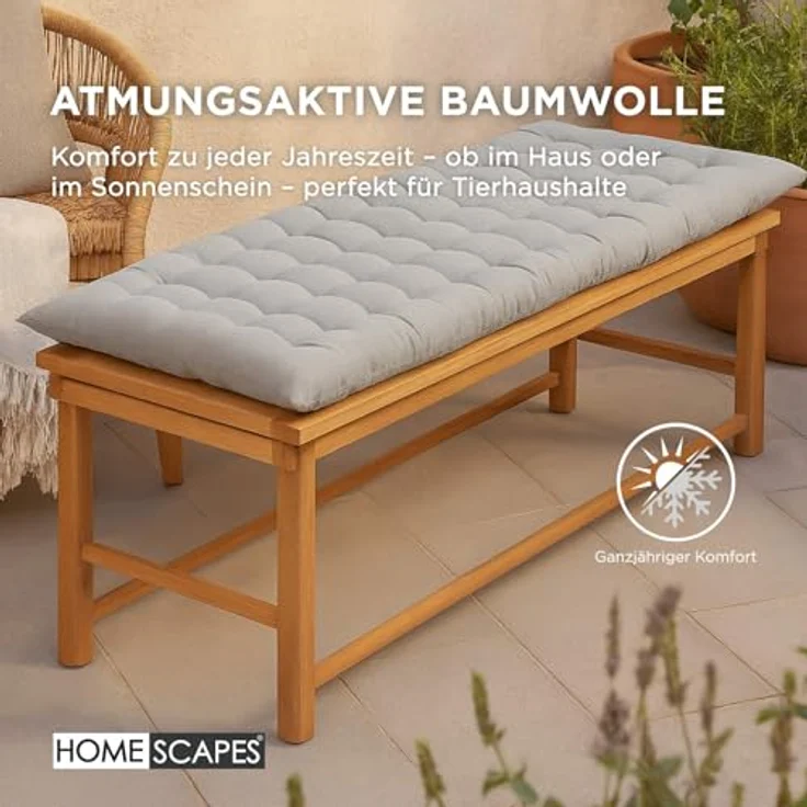 Homescapes Stuhlkissen 2er Bankauflage grau 100% Baumwolle – Bild 7