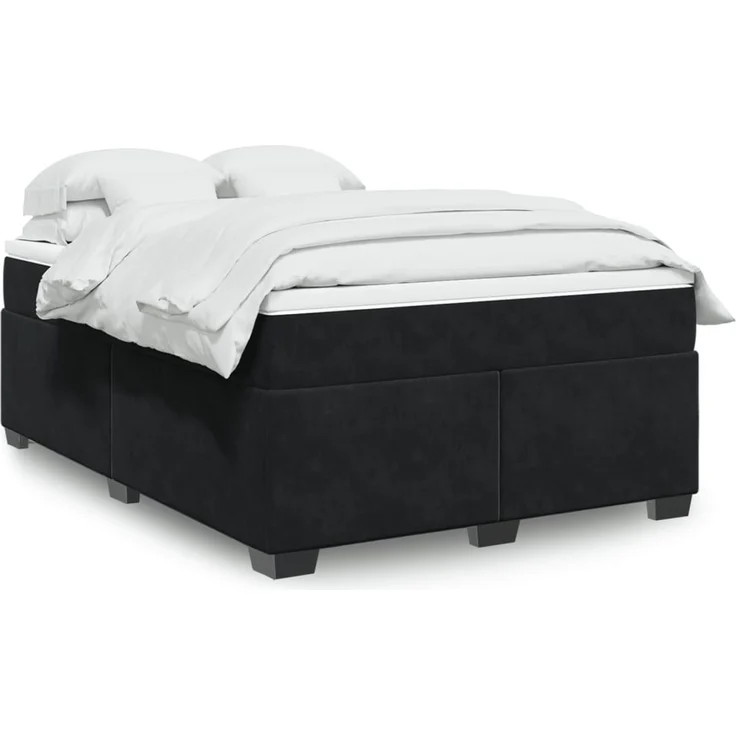 vidaXL Boxspringbett mit Matratze Schwarz 140x190 cm Samt 3285283 – Bild 1